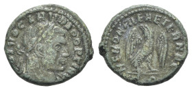 Divus Claudius II (died AD 270). Æ Half Follis (16mm, 1.96g, 12h). Rome, 317-8. Laureate and veiled head r. R/ Eagle standing r., head l., with wings ...