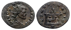 Divus Claudius II (died AD 270). Radiate (21mm, 2.22g, 6h). Mediolanum, 270-1. Radiate head r. R/ Lighted altar; T. RIC V 264. Dark patina, VF - Good ...