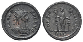 Probus (276-282). Radiate (21mm, 4.33g, 6h). Rome, AD 281. Radiate and cuirassed bust r. R/ Fides standing facing, head l., holding two signa; RIЄ. RI...
