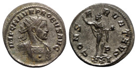 Probus (276-282). Radiate (22mm, 4.26g, 5h). Siscia, AD 280. Radiate and cuirassed bust r. R/ Sol standing r., head l., raising r. hand and holding gl...