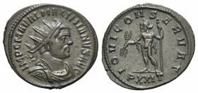 Maximianus (286-305). Antoninianus (23mm, 3.49g, 6h). Ticinum, AD 288. Radiate, draped and cuirassed bust r. R/ Jupiter standing l., holding thunderbo...