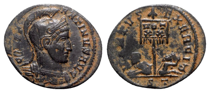 Constantine I (307/310-337). Æ Follis (20mm, 2.36g, 6h). Ticinum, 319-320. Helme...