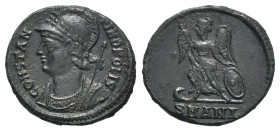 Commemorative Series, c. 330-354. Æ Follis (18mm, 2.72g, 11h). Antioch, 335-7. Helmeted and mantled bust of Constantinople l., holding sceptre. R/ Vic...