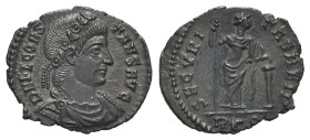 Constans (337-350). Æ (17mm, 1.45g, 12h). Rome, 337-40. Rosette-diademed, draped and cuirassed bust r. R/ Securitas standing facing, legs crossed, hea...