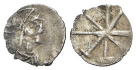 Constantine IV Pogonatus (668-685). AR Half Siliqua (13mm, 0.54g). Italian mint. Helmeted, draped and cuirassed bust of Constantinopolis r. R/ Large T...