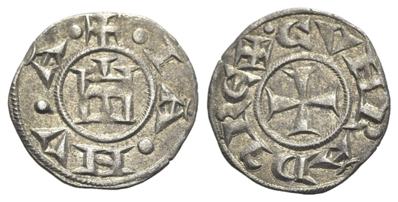 Italy, Genova, Republic, 1139-1339. AR Denaro (16mm, 0.78g, 9h). Castle. R/ Cros...