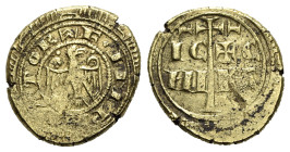 Italy, Sicily, Messina. Federico II (1197-1250). Replica of AV Multiplo di Tarì (16.5mm, 4.23g, 12h). Eagle standing l., head r., wings spread. R/ IC ...