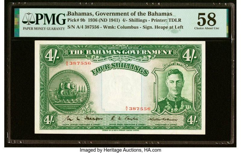 Bahamas Bahamas Government 4 Shillings 1936 (ND 1941) Pick 9b PMG Choice About U...