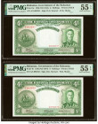 Bahamas Bahamas Government 4 Shillings 1936 (ND 1944) Pick 9c Consecutive Pair PMG About Uncirculated 55 EPQ (2). HID09801242017 © 2022 Heritage Aucti...