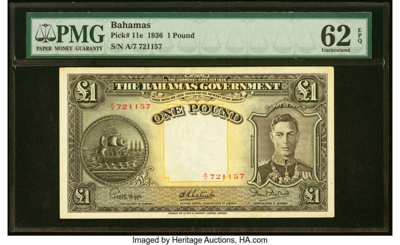 Bahamas Bahamas Government 1 Pound 1936 (ND 1947) Pick 11e PMG Uncirculated 62 E...