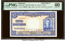 Bahamas Bahamas Government 5 Pounds 1936 (ND 1944) Pick 12as Specimen PMG Extremely Fine 40. Perforated cancelled and previously mounted. HID098012420...