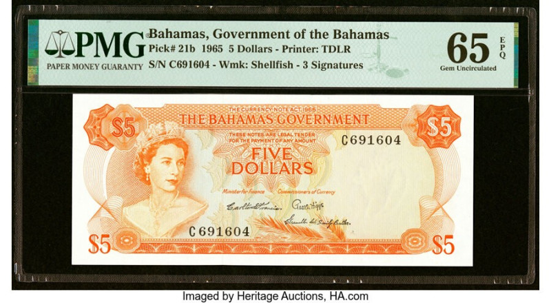 Bahamas Bahamas Government 5 Dollars 1965 Pick 21b PMG Gem Uncirculated 65 EPQ. ...