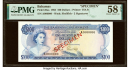 Bahamas Bahamas Government 100 Dollars 1965 Pick 25as Specimen PMG Choice About Unc 58 EPQ. HID09801242017 © 2022 Heritage Auctions | All Rights Reser...