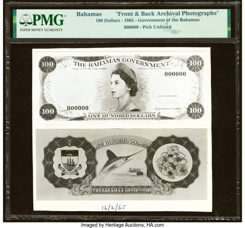 Bahamas Bahamas Government 100 Dollars 1965 Pick Unlisted Front and Back Archiva...