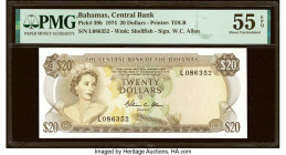 Bahamas Central Bank 20 Dollars 1974 Pick 39b PMG About Uncirculated 55 EPQ. HID09801242017 © 2022 Heritage Auctions | All Rights Reserved