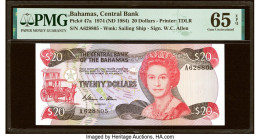 Bahamas Central Bank 20 Dollars 1974 (ND 1984) Pick 47a PMG Gem Uncirculated 65 EPQ. HID09801242017 © 2022 Heritage Auctions | All Rights Reserved