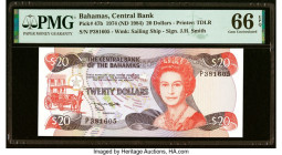 Bahamas Central Bank 20 Dollars 1974 (ND 1984) Pick 47b PMG Gem Uncirculated 66 EPQ. HID09801242017 © 2022 Heritage Auctions | All Rights Reserved
