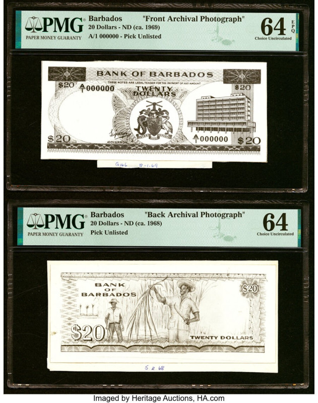 Barbados Central Bank 20 Dollars ND (ca. 1968-1969) Pick Unlisted Front and Back...