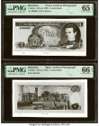 Barbados Central Bank 1 Dollar ND (ca. 1972) Pick Unlisted Front and Back Archival Photographs PMG Gem Uncirculated 65 EPQ; Gem Uncirculated 66 EPQ. H...