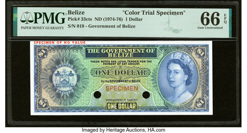 Belize Government of Belize 1 Dollar ND (1974-76) Pick 33cts Color Trial Specime...
