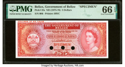 Belize Government of Belize 5 Dollars ND (1975-76) Pick 35s Specimen PMG Gem Uncirculated 66 EPQ. Cancelled with 3 punch holes. HID09801242017 © 2022 ...