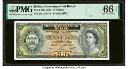 Belize Government of Belize 10 Dollars 1.6.1975 Pick 36b PMG Gem Uncirculated 66 EPQ. HID09801242017 © 2022 Heritage Auctions | All Rights Reserved