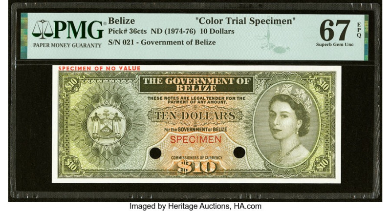 Belize Government of Belize 10 Dollars ND (1974-76) Pick 36cts Color Trial Speci...