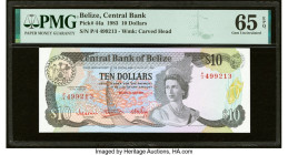 Belize Central Bank 10 Dollars 1.7.1983 Pick 44a PMG Gem Uncirculated 65 EPQ. HID09801242017 © 2022 Heritage Auctions | All Rights Reserved