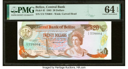 Belize Central Bank 20 Dollars 1.7.1983 Pick 45 PMG Choice Uncirculated 64 EPQ. HID09801242017 © 2022 Heritage Auctions | All Rights Reserved