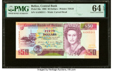 Belize Central Bank 50 Dollars 1.5.1990 Pick 56a PMG Choice Uncirculated 64 EPQ. HID09801242017 © 2022 Heritage Auctions | All Rights Reserved
