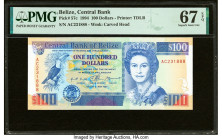 Belize Central Bank 100 Dollars 1.5.1994 Pick 57c PMG Superb Gem Unc 67 EPQ. Graded second highest on the PMG Population Report. HID09801242017 © 2022...
