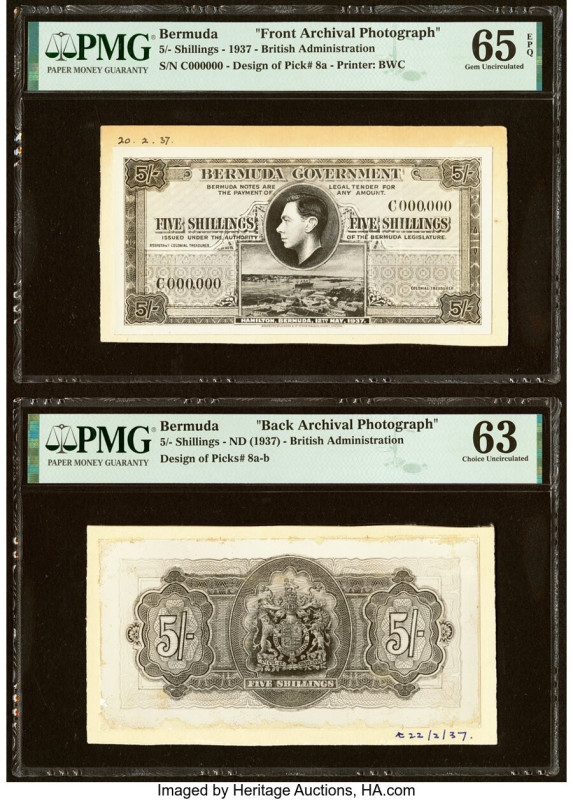 Bermuda Bermuda Government 5 Shillings 1937 Design of Pick 8a Front and Back Arc...