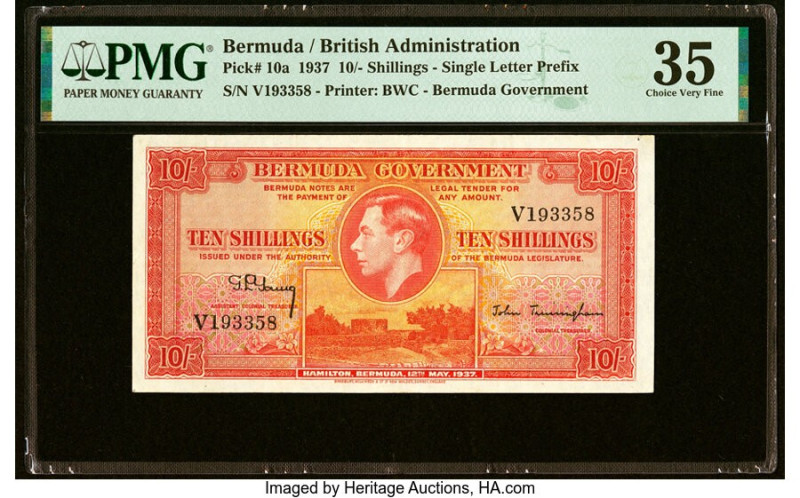 Bermuda Bermuda Government 10 Shillings 12.5.1937 Pick 10a PMG Choice Very Fine ...