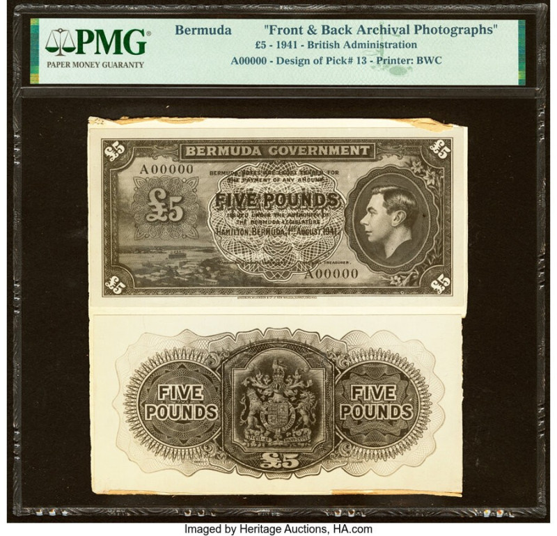 Bermuda Bermuda Government 5 Pounds 1.8.1941 Design of Pick 13 Front and Back Ar...