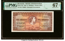 Bermuda Bermuda Government 5 Shillings 20.10.1952 Pick 18a PMG Superb Gem Unc 67 EPQ. Graded second highest on the PMG Population Report. HID098012420...