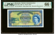 Bermuda Bermuda Government 1 Pound 1.10.1966 Pick 20d PMG Gem Uncirculated 66 EPQ. Graded the second highest on the PMG Population Report. HID09801242...