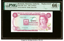 Bermuda Monetary Authority 5 Dollars 2.1.1981 Pick 29b* Replacement PMG Gem Uncirculated 66 EPQ. Tied as the highest graded on the PMG Population Repo...