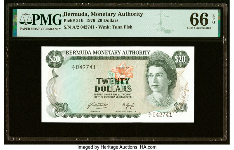 Bermuda Monetary Authority 20 Dollars 1.3.1976 Pick 31b PMG Gem Uncirculated 66 ...