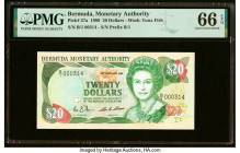 Serial Number 314 Bermuda Monetary Authority 20 Dollars 20.2.1989 Pick 37a PMG Gem Uncirculated 66 EPQ. HID09801242017 © 2022 Heritage Auctions | All ...