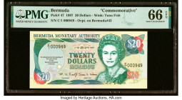 Bermuda Monetary Authority 20 Dollars 17.1.1997 Pick 47 Commemorative PMG Gem Uncirculated 66 EPQ. HID09801242017 © 2022 Heritage Auctions | All Right...
