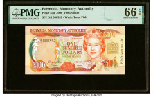 Low Serial Number 392 Bermuda Monetary Authority 100 Dollars 24.5.2000 Pick 55a PMG Gem Uncirculated 66 EPQ. HID09801242017 © 2022 Heritage Auctions |...