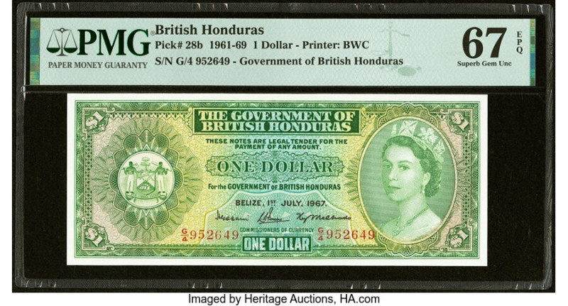 British Honduras Government of British Honduras 1 Dollar 1.7.1967 Pick 28b PMG S...