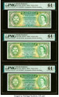 British Honduras Government of British Honduras 1 Dollar 1.5.1965; 1.5.1969; 1.1.1973 Pick 28b (2); 28c Three Examples PMG Choice Uncirculated 64 EPQ ...