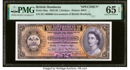 British Honduras Government of British Honduras 2 Dollars 1.3.1956 Pick 29as Specimen PMG Gem Uncirculated 65 EPQ. Perforated cancelled. HID0980124201...