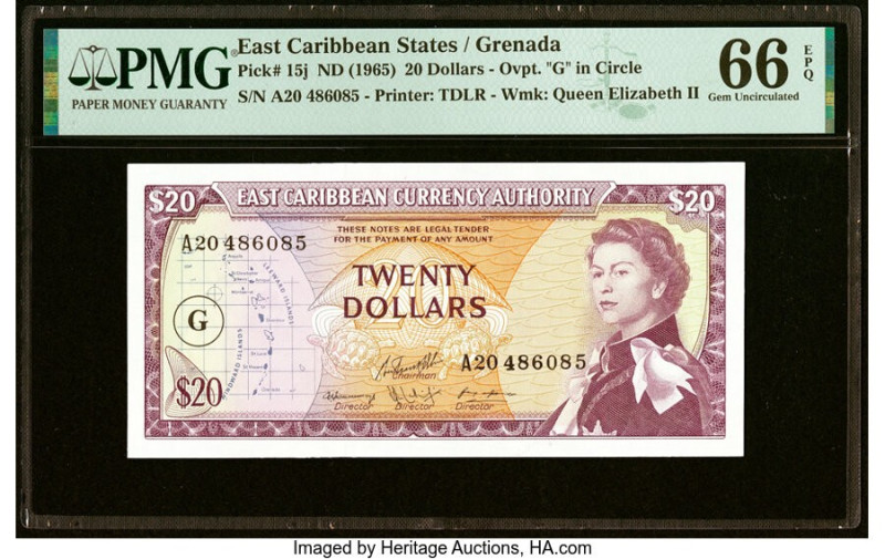 East Caribbean States Currency Authority, Grenada 20 Dollars ND (1965) Pick 15j ...