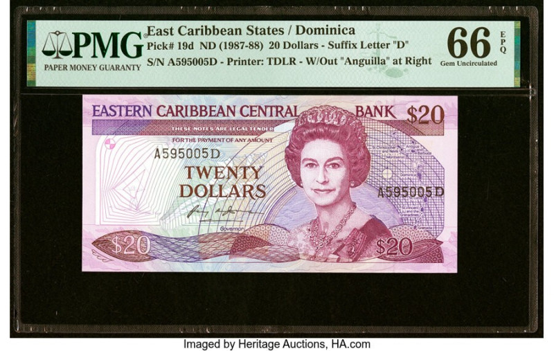 East Caribbean States Central Bank, Dominica 20 Dollars ND (1987-88) Pick 19d PM...