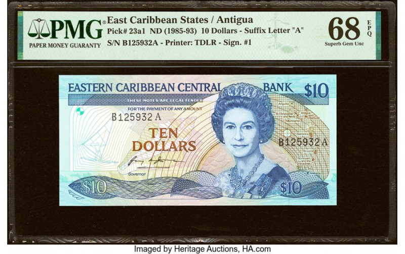 East Caribbean States Central Bank, Antigua 10 Dollars ND (1985-93) Pick 23a1 PM...