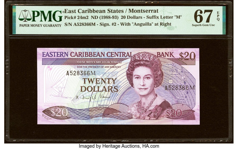 East Caribbean States Central Bank, Montserrat 20 Dollars ND (1988-93) Pick 24m2...