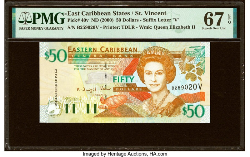 East Caribbean States Central Bank, St. Vincent 50 Dollars ND (2000) Pick 40v PM...