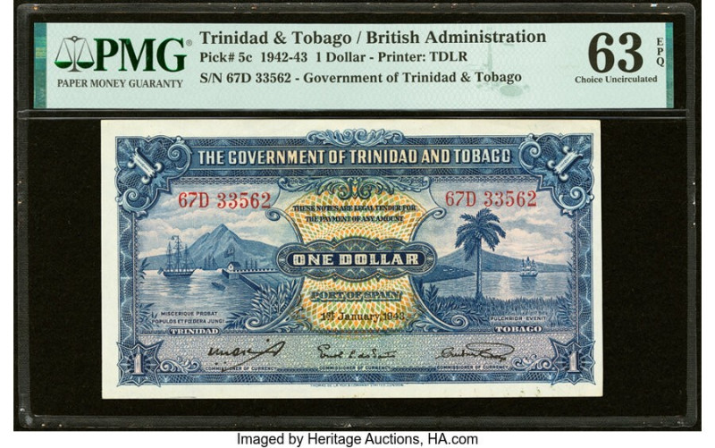 Trinidad & Tobago Government of Trinidad and Tobago 1 Dollar 1.1.1943 Pick 5c PM...